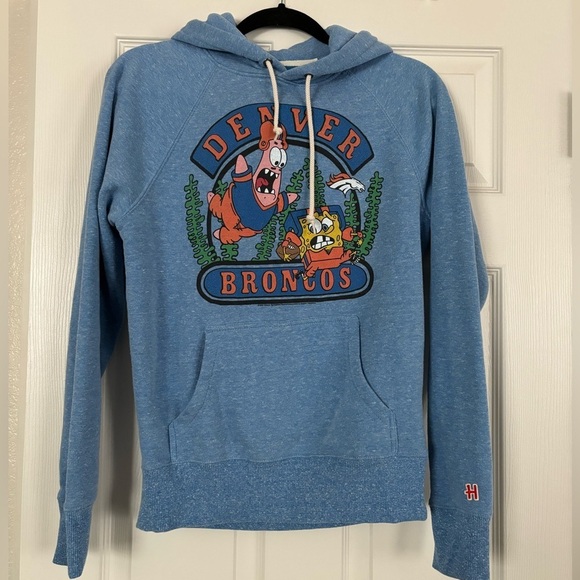 Homage | SpongeBob And Patrick X Denver Broncos Hoodie Blue Sz XS - Picture 2 of 8